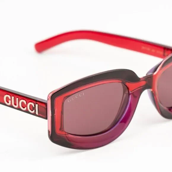 NEW Gucci GG1719S 004 Transparent Red Violet Women Square Sunglasses GG 1719S